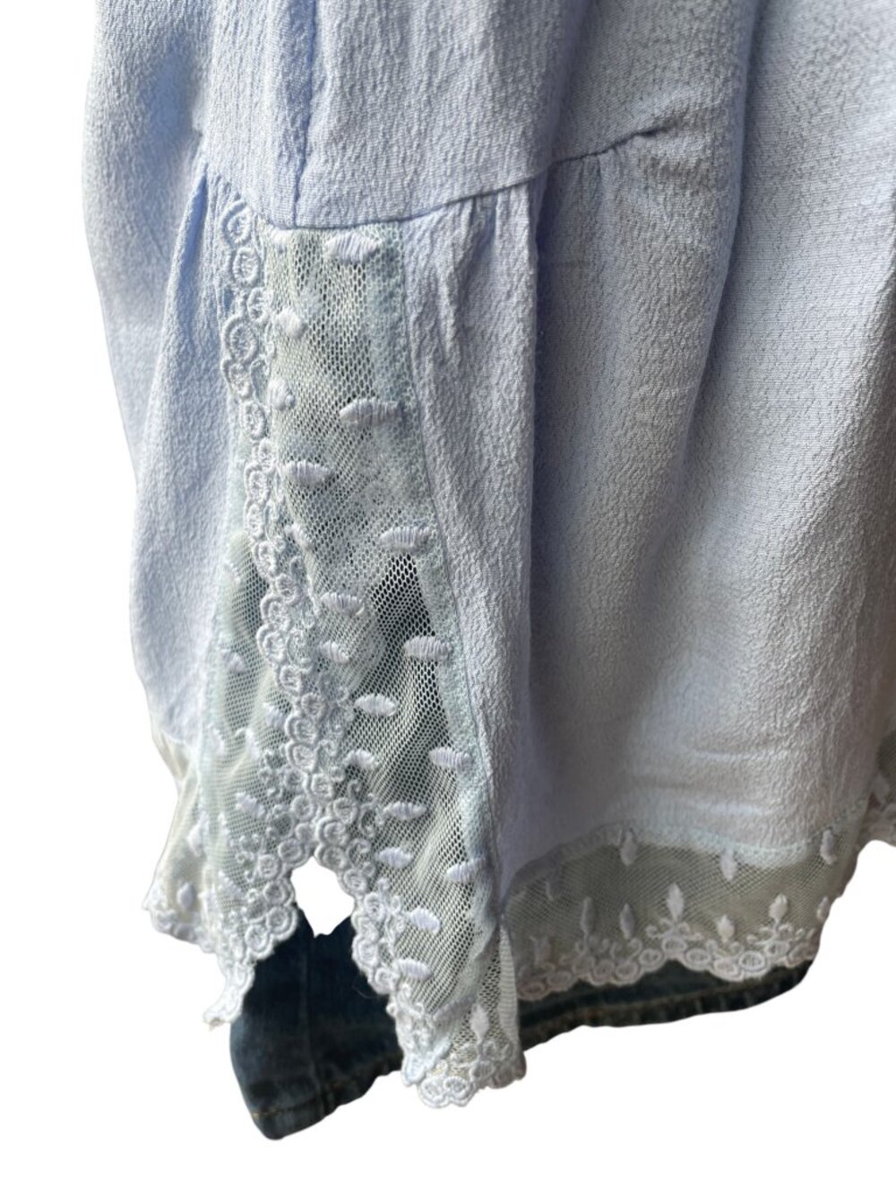 Soft Surroundings Light Blue Lace Trim Camisole Tank Top Size L Festival Boho - Picture 2 of 8